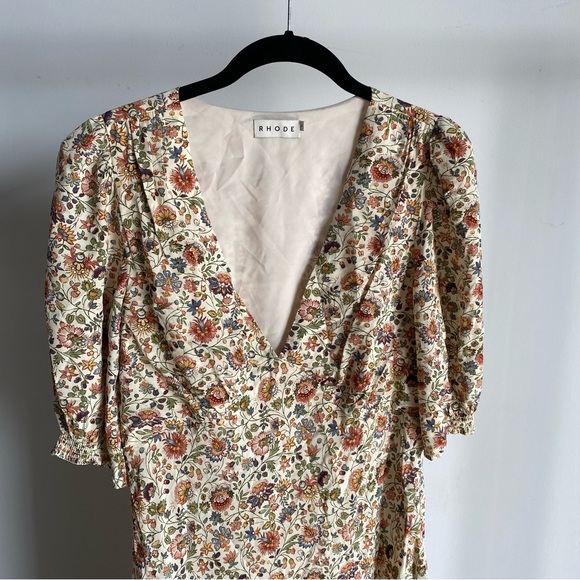 New Rhode Sienna Floral V-Neck Midi Dress in Palais Petal Sz 4 - Picture 5 of 15